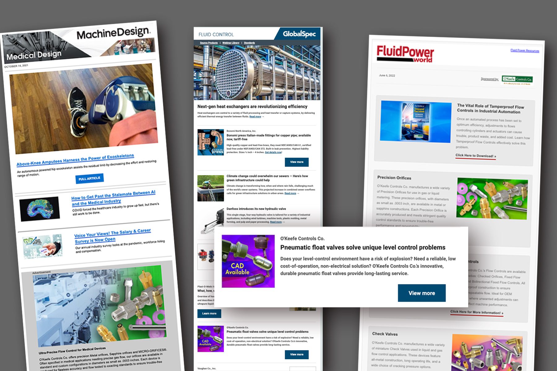 Advertising-Lead Gen Various industrial newsletters showing ads from ClearImages clients