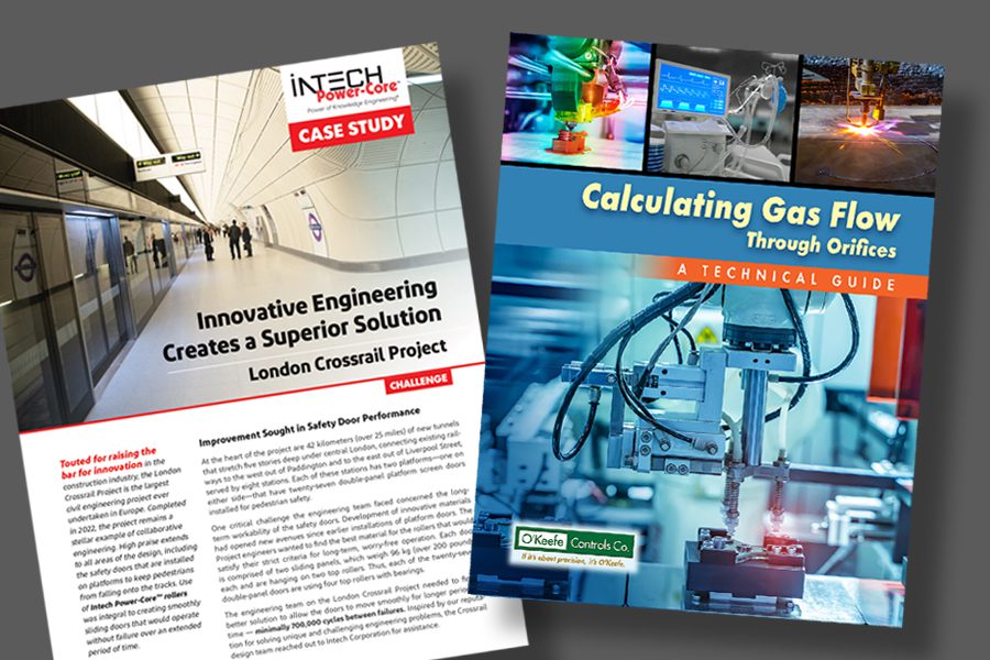 CONTENT O'Keefe Controls Co.  eBook: Calculating Gas Flow Through Orifices, and a Case study for the London Crossrail project, done by Intech Corporation.