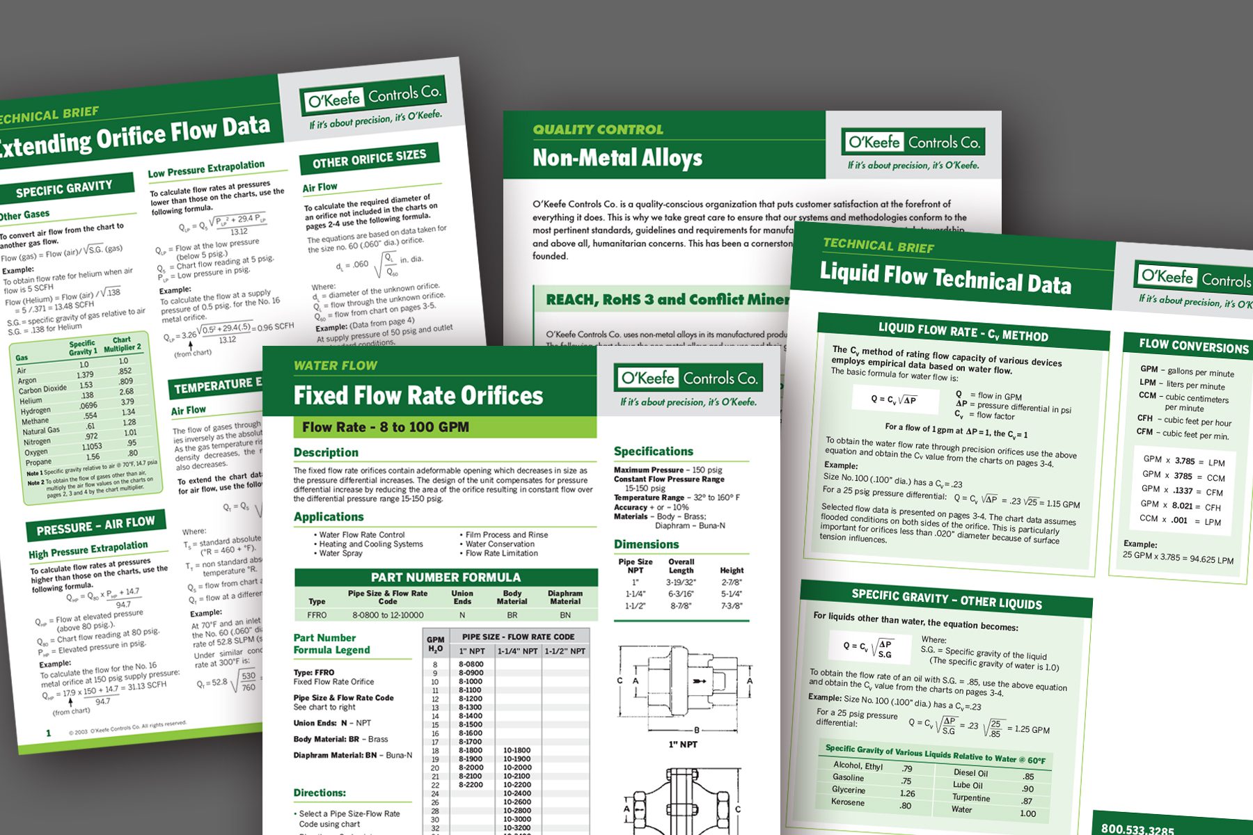 OKeefe Data Sheets Several Technical Data Sheets from O'Keefe Controls Co.