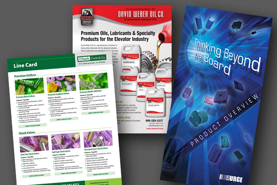 SALES MATERIALS Various sales materials: A Sell sheet, a Product brochure, a line card