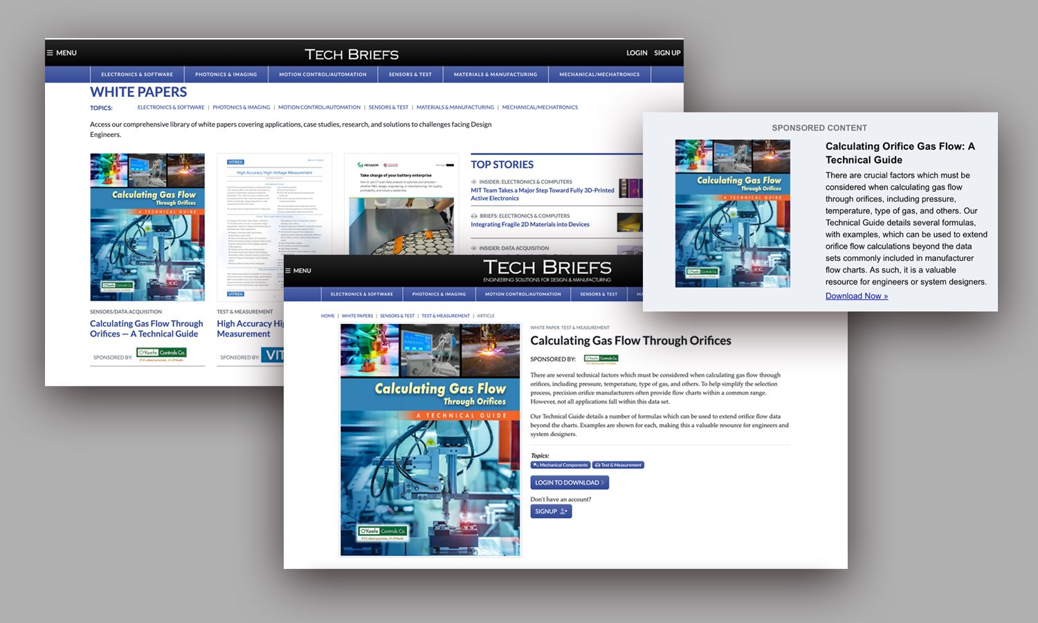 TB Whitepaper White paper Library Landing page, O'Kkefe Controls White paper landing page, ad for the white paper