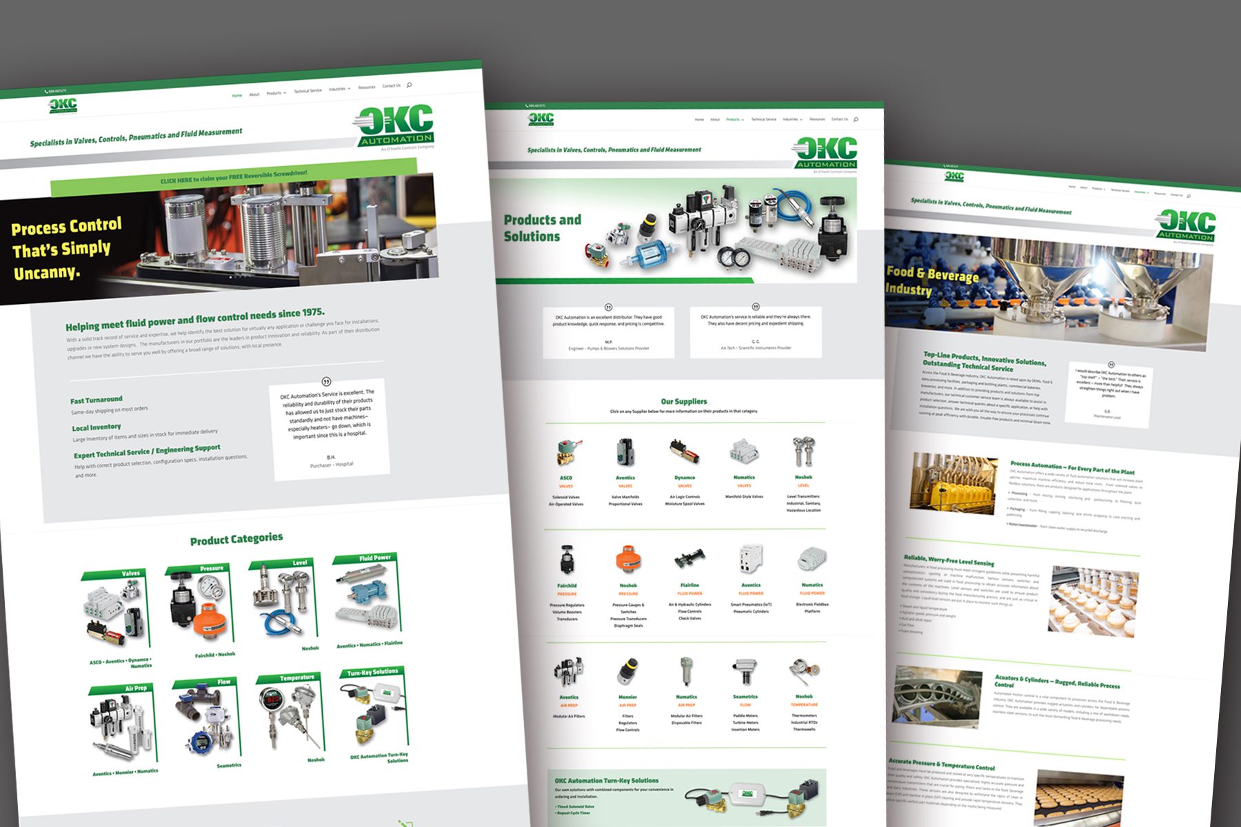 Websites Various pages of OKC Automation website, designed by ClearImages