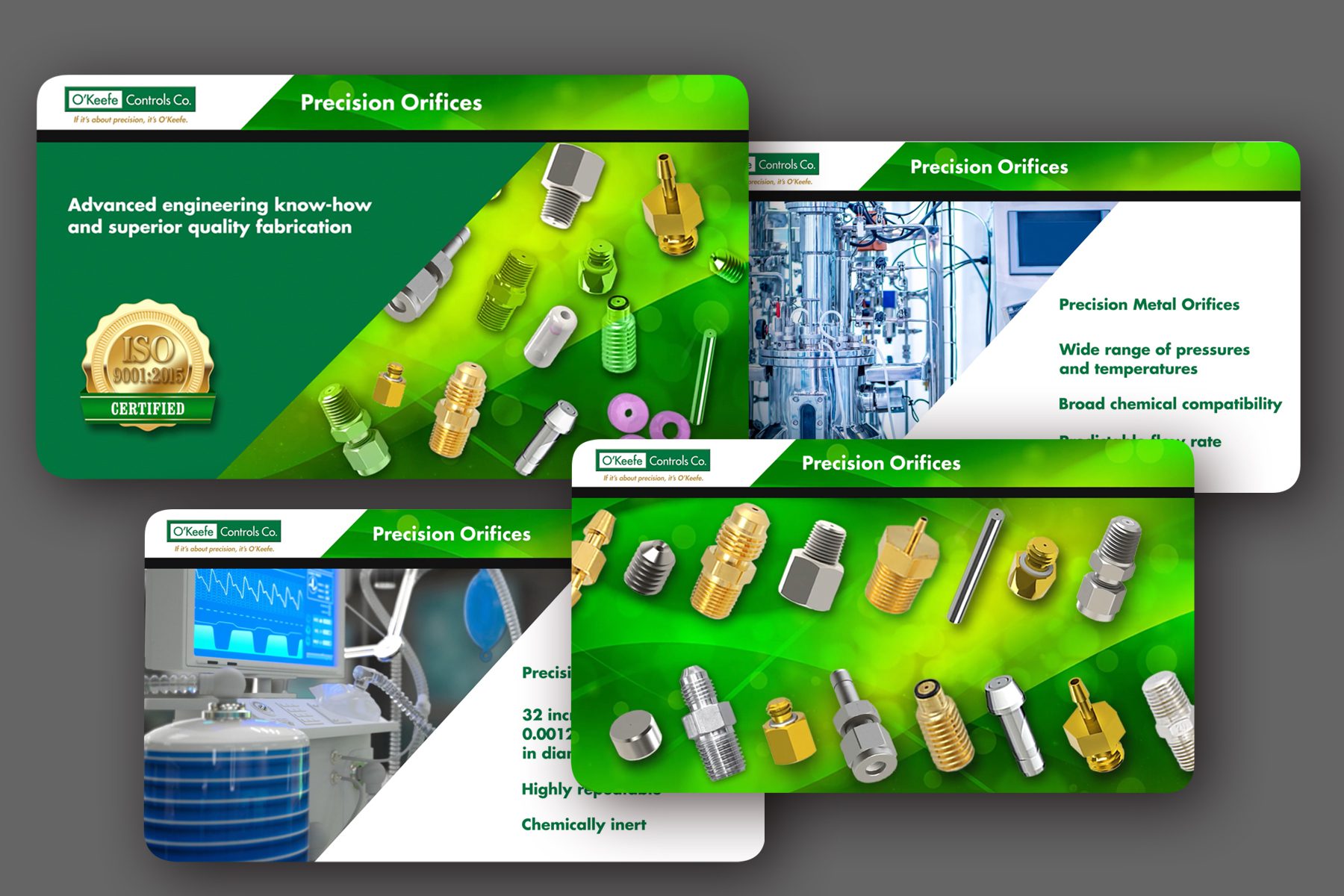 four frames from O'Keefe Controls Co. Precision Orifices product video