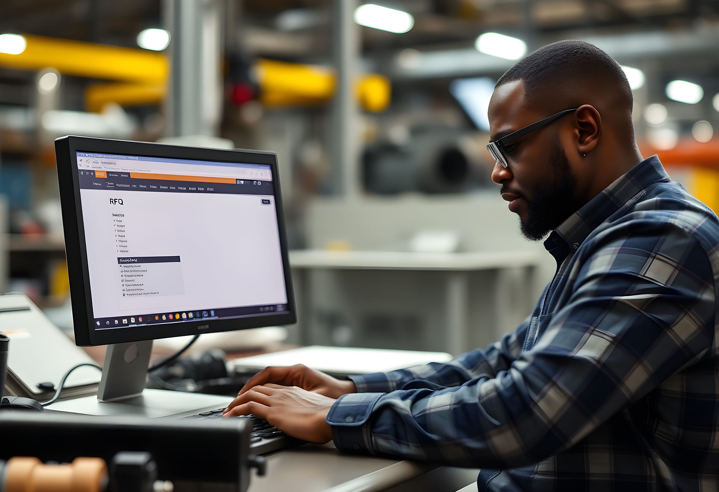 Engineer filling out RFQ online